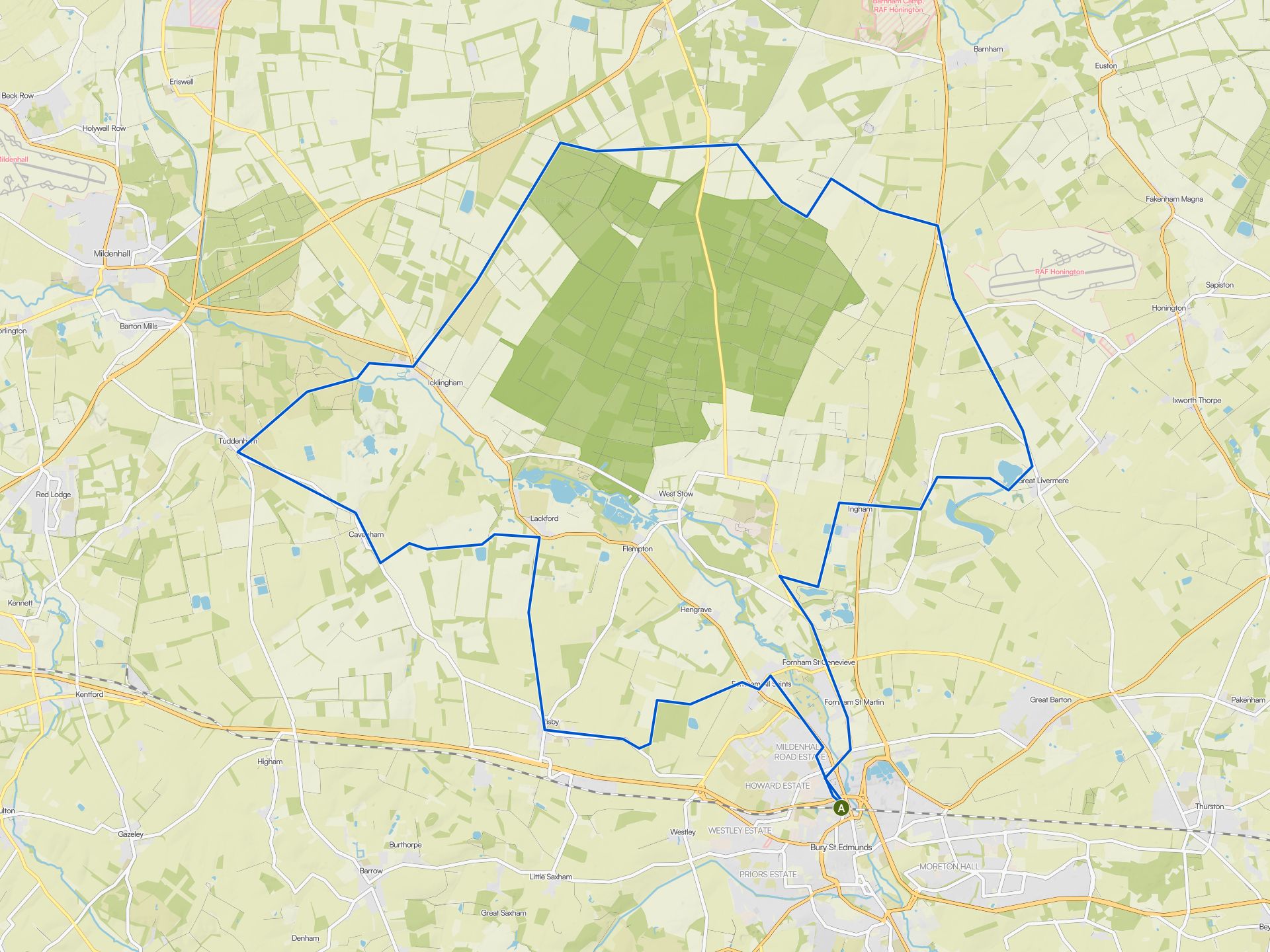 The best traffic-free bike rides around Bury St. Edmunds | Komoot